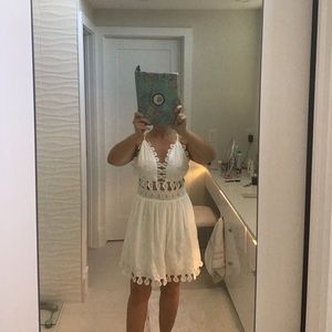 White embroider detail summer dress by Mahaina